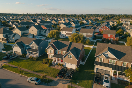 Modern Middle Class Neighborhood - Dense Population stock photo